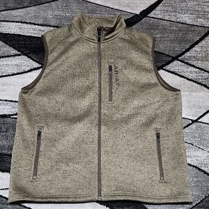 ARIAT EMBROIDERED CALDWELL TEK HEATHERED BROWN FULL-ZIP SOFT LAYERING VEST L